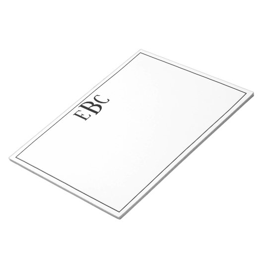 Bloc-note Monogramme moderne noir et blanc classique (Incliné)