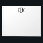 Bloc-note Monogramme moderne noir et blanc classique<br><div class="desc">Bloc-notes moderne Monogramme noir et blanc classique</div>