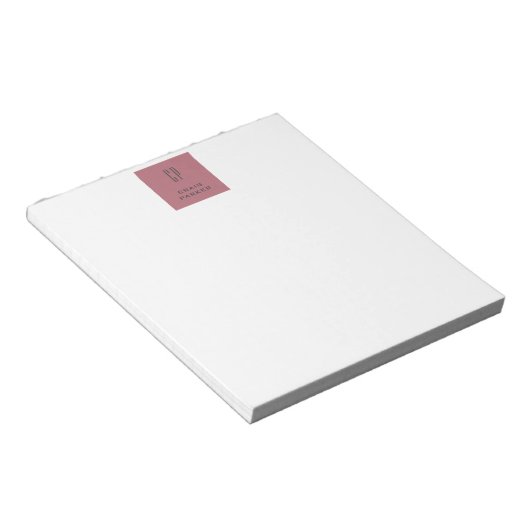 Bloc-note Monogramme Moderne Or Rose Blanc Simple Profession (Incliné)