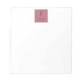 Bloc-note Monogramme Moderne Or Rose Blanc Simple Profession (Devant)