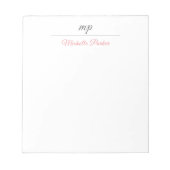 Bloc-note Monogramme Moderne Professionnel Féminin (Devant)