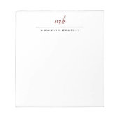 Bloc-note Monogramme Moderne Professionnel Simple Minimalist (Devant)