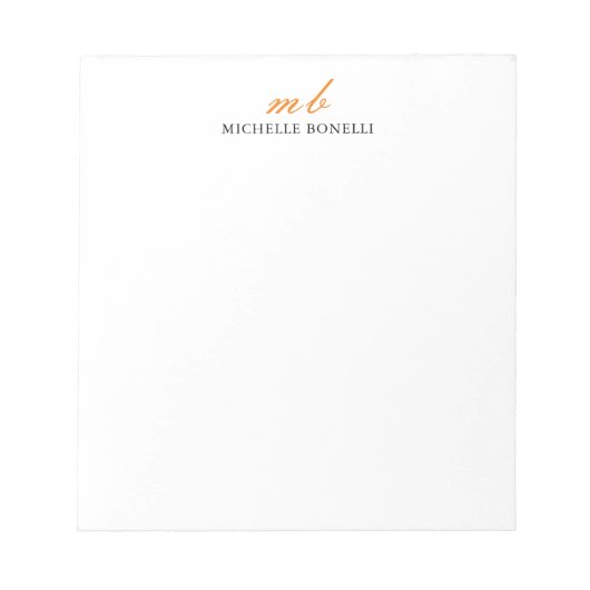 Bloc-note Monogramme Moderne Professionnel Simple Minimalist (Devant)