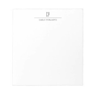 Bloc-note Monogramme Moderne Professionnel Simple Nom