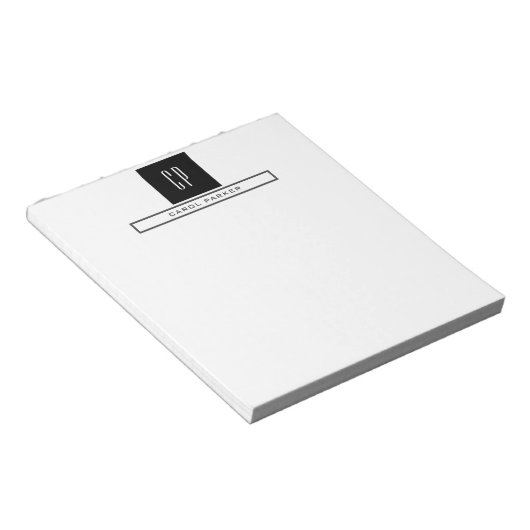 Bloc-note Monogramme Moderne Professionnel Simple Nom (Incliné)