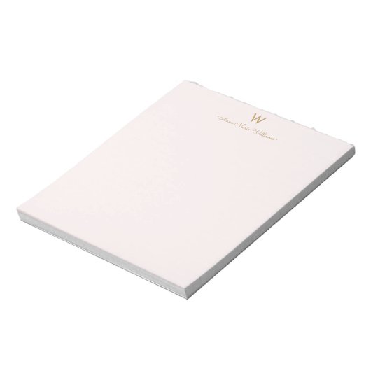 Bloc-note Monogramme Moderne Rose Doré Script (Tourné)