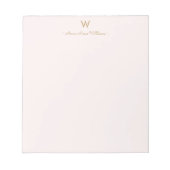Bloc-note Monogramme Moderne Rose Doré Script (Devant)