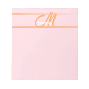 Bloc-note Monogramme moderne rose vif initial