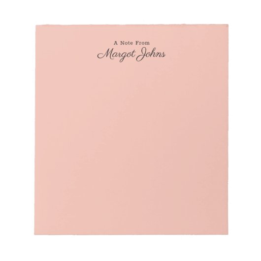 Bloc-note Monogramme moderne Simple Blush rose et noir (Devant)