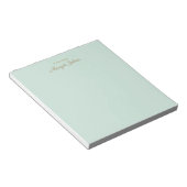 Bloc-note Monogramme Moderne Simple Élégant Vert Menthe & Or (Incliné)