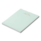 Bloc-note Monogramme Moderne Simple Élégant Vert Menthe & Or (Tourné)