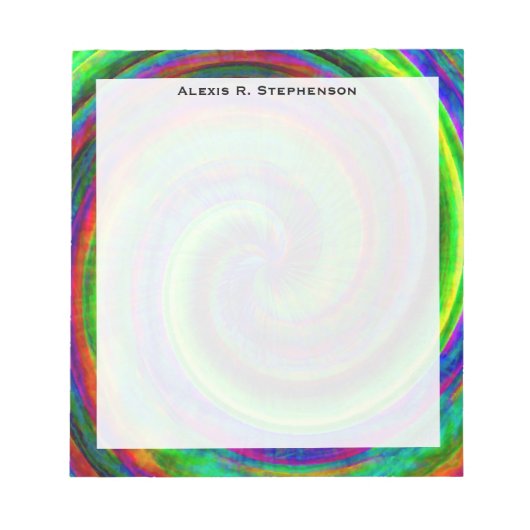 Bloc-note Monogramme Moderne Spirale Grunge Tie Dye Arc-en-c (Devant)
