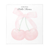Bloc-note Monogramme Moderne Tendance Cerises Avec Bow Rose (Devant)