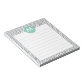 Bloc-note Monogramme Motif Abstrait initial en gris-menthe (Incliné)