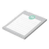 Bloc-note Monogramme Motif Abstrait initial en gris-menthe (Tourné)