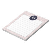 Bloc-note Monogramme Motif Abstrait initial en rose marine (Tourné)