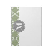 Bloc-note Monogramme Motif en treillis marocain vert foncé (Tourné)