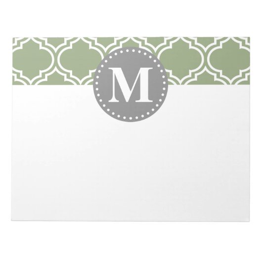 Bloc-note Monogramme Motif en treillis marocain vert foncé (Devant)