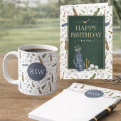 Bloc-note Monogramme motif golf bleu et vert aquarelle