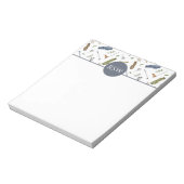 Bloc-note Monogramme motif golf bleu et vert aquarelle (Tourné)