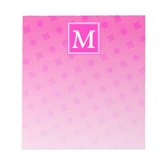Bloc-note Monogramme motif rose chaud cercles (Devant)