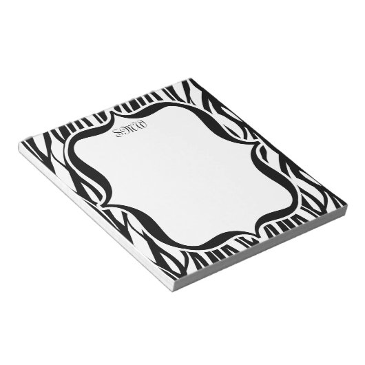 Bloc-note Monogramme noir/blanc Funky Zebra (Incliné)