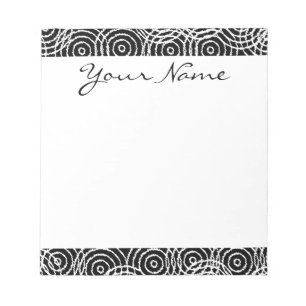 Bloc-note Monogramme noir blanc Ikat Cercle Motif géométri