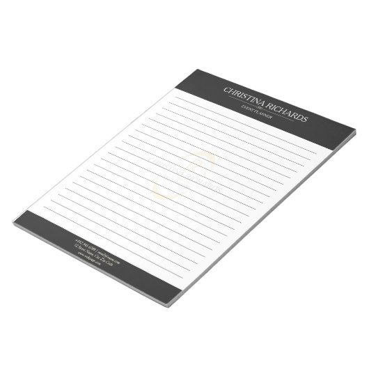 Bloc-note Monogramme Noir Blanc Moderne Elégant Linne (Incliné)