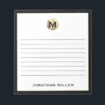 Bloc-note Monogramme noir blanc or lié<br><div class="desc">Gardez vos notes organisées et élégantes grâce à ce bloc-notes personnalisé doté d'un monogramme original noir et or élégant. Avec un grand nombre de pages alignées, ce bloc-notes est parfait pour noter des idées, prendre des notes ou faire des listes de choses à faire. La typographie de bloc classique et...</div>