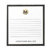 Bloc-note Monogramme noir blanc or lié (Devant)