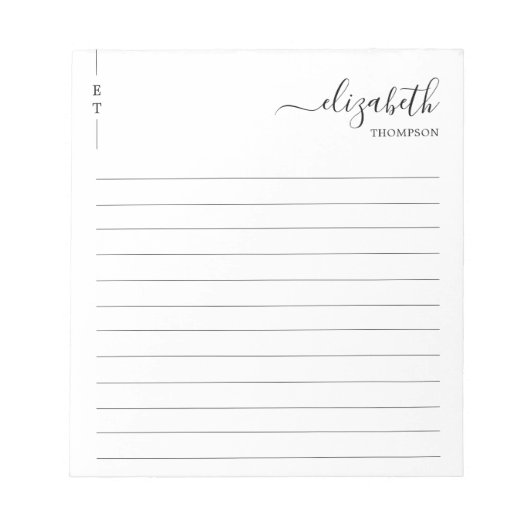 Bloc-note Monogramme noir et blanc classique simple (Devant)