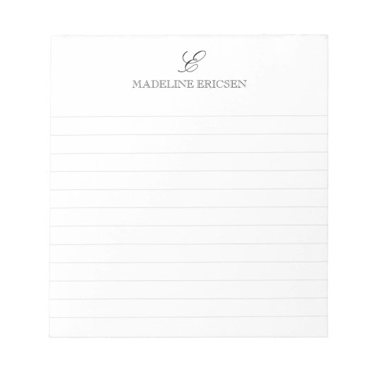 Bloc-note Monogramme noir et blanc ligné (Devant)