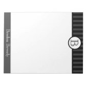 Bloc-note Monogramme noir et blanc Personnalisé (Devant)