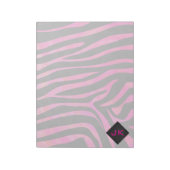 Bloc-note Monogramme noir et rose chaud Zebra Design (Tourné)