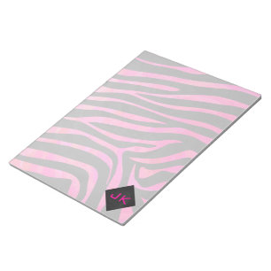Bloc-note Monogramme noir et rose chaud Zebra Design