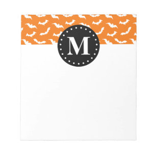Bloc-note Monogramme noir Motif de chaume d'Halloween orange