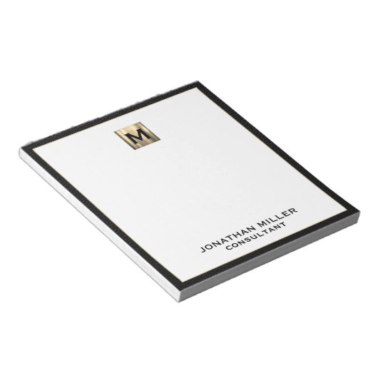 Bloc-note Monogramme noir or initial (Incliné)