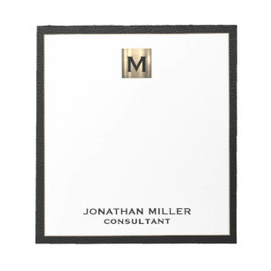Bloc-note Monogramme noir or initial