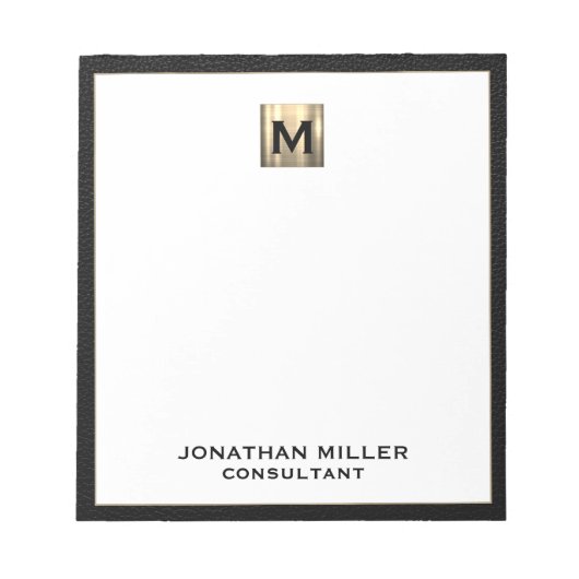 Bloc-note Monogramme noir or initial (Devant)