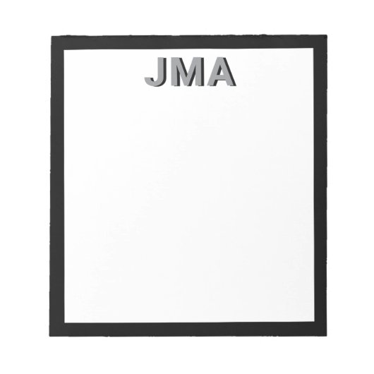 Bloc-note Monogramme noir simple et moderne (Devant)