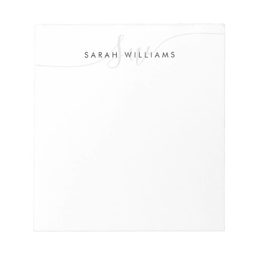 Bloc-note Monogramme Nom Simple Moderne Élégant Script Initi (Devant)