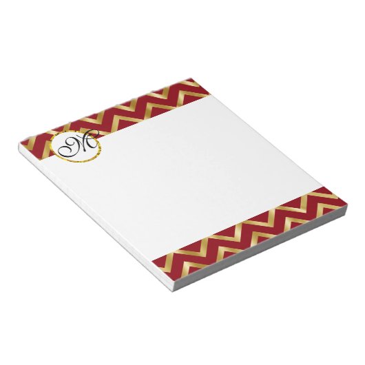 Bloc-note Monogramme or bordeaux blanc professionnel (Incliné)