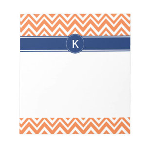 Bloc-note Monogramme Orange Zigzag Motif