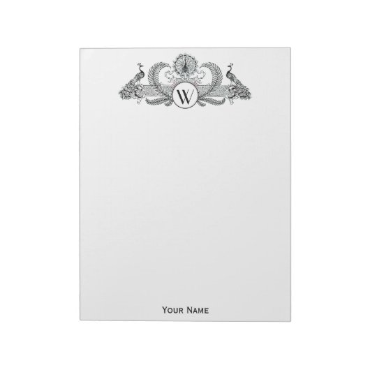 Bloc-note Monogramme Paons Vintage (Tourné)