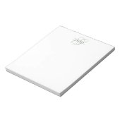 Bloc-note Monogramme partagé calligraphie vert pâle élégant (Tourné)