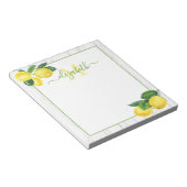 Bloc-note Monogramme pays citrons aquarelle sur bois rustiqu (Incliné)