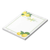 Bloc-note Monogramme pays citrons aquarelle sur bois rustiqu (Tourné)