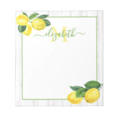 Bloc-note Monogramme pays citrons aquarelle sur bois rustiqu (Devant)