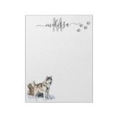 Bloc-note Monogramme personnalisé aquarelle Malamute d'Alask (Tourné)