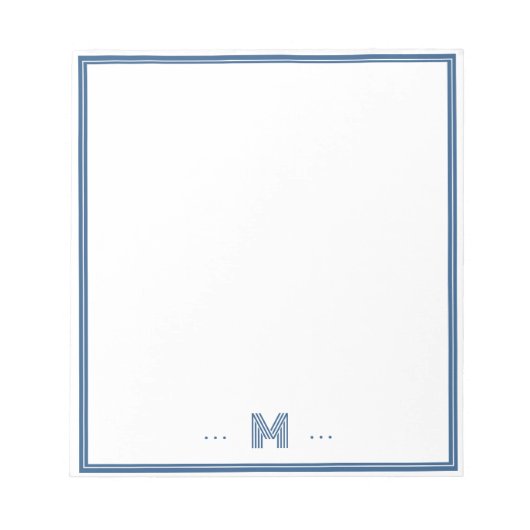 Bloc-note Monogramme personnalisé bordure bleu marine (Devant)